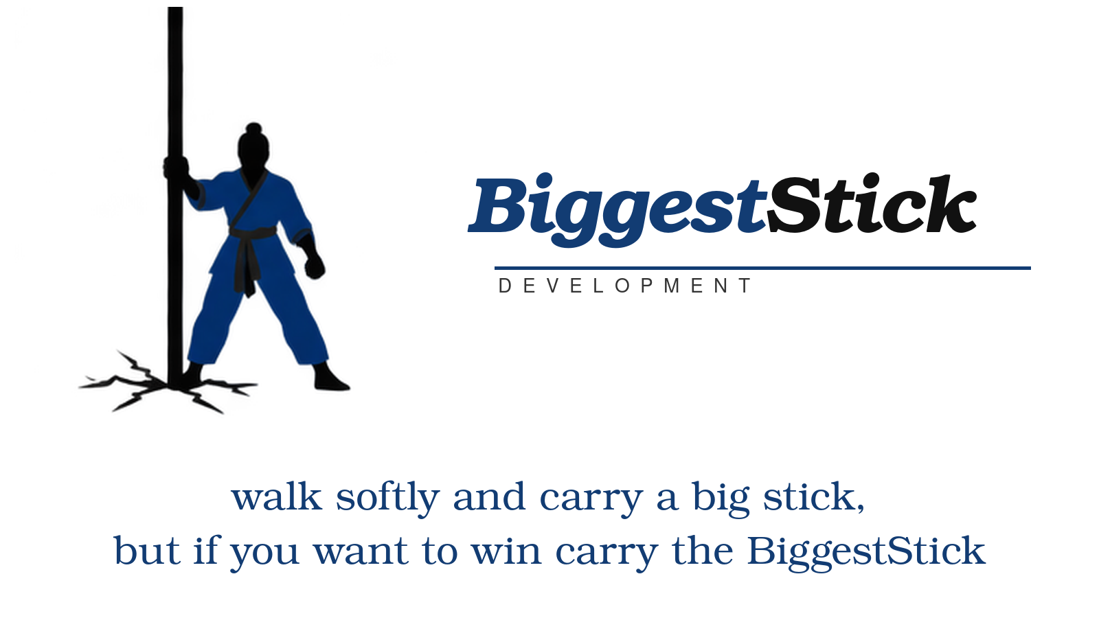 BiggestStick Development. Walk softly and carry a big stick, but if you want to win carry the BiggestStick.